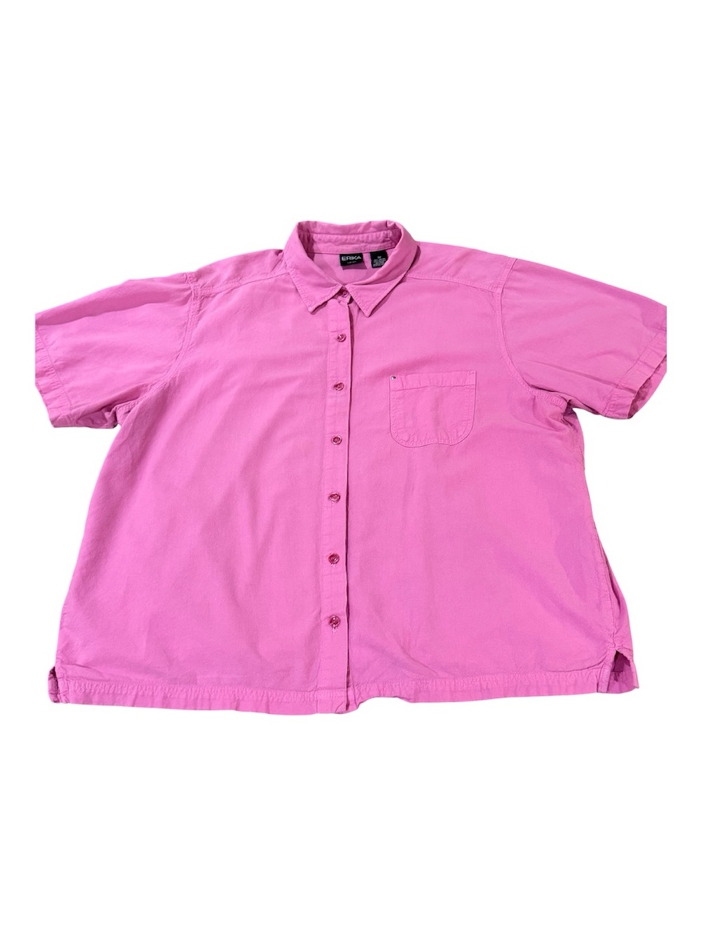 Erika Woman 3X Pink Button Front Shirt Blouse Plus Size 100% Cotton Short Sleeve
